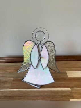 Iridescent Stained Glass Angel Candle Holder